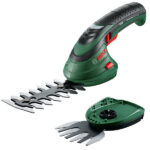 Bosch Akku-Gras- und Strauchschere Isio, 2x Messer-Set (8+12 cm), 3,6V Li-Ion Akku, Ladegerät, Tasche